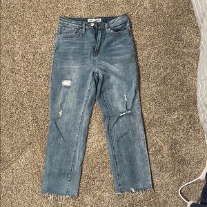Distressed Blue Ankle Jeans